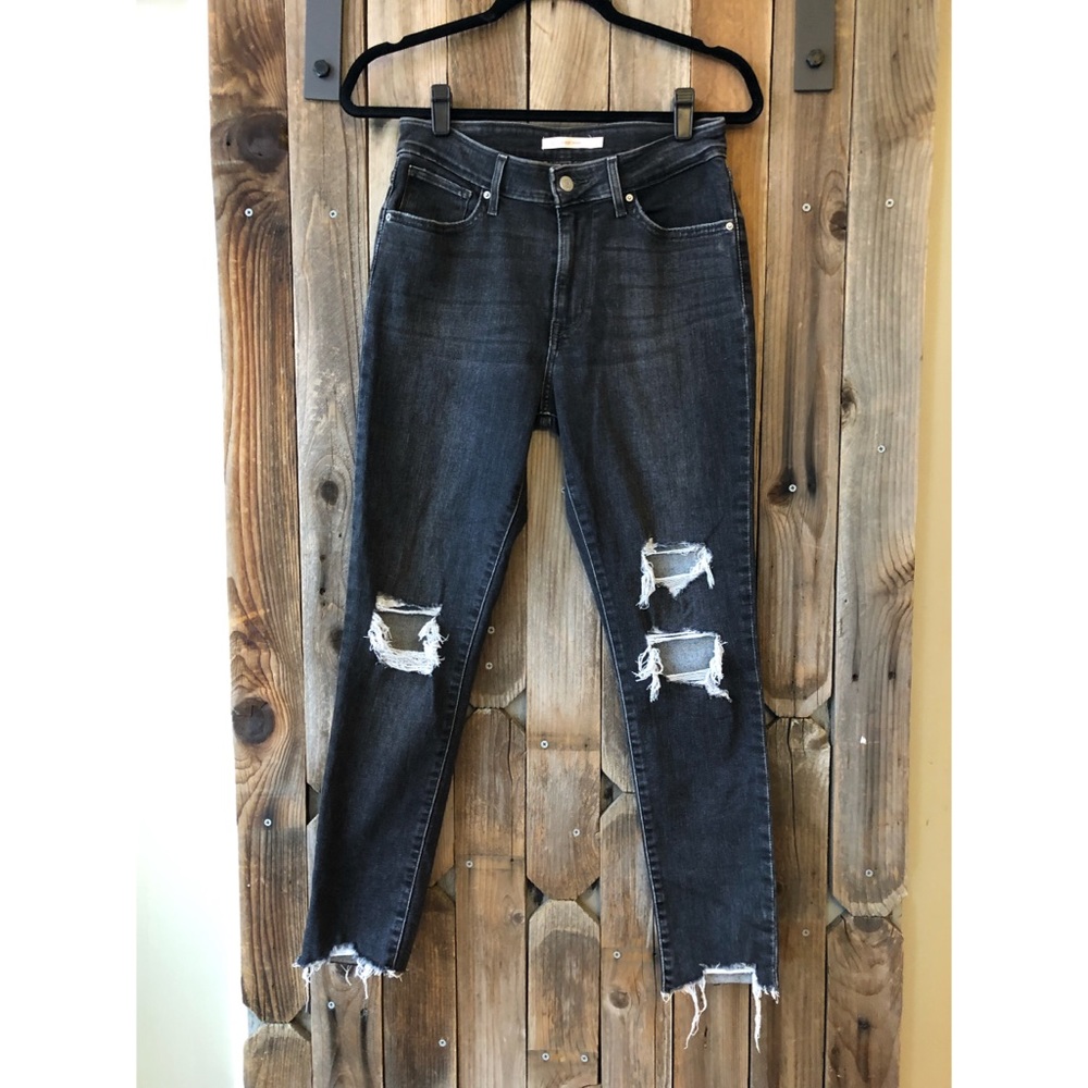 Black Grey Levi Jeans Faded With Holes Size 29